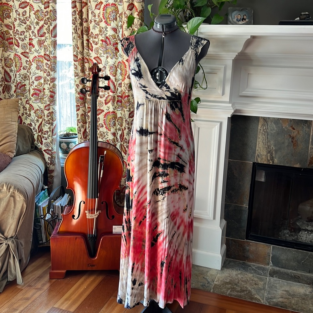 Tie Dye Crocheted Shoulders and Back Summer Dress